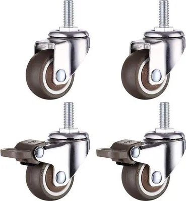Produktbild von Famanu Möbelrollen M10, 4er Set mit 2 Bremsrollen - 50 mm Durchmesser