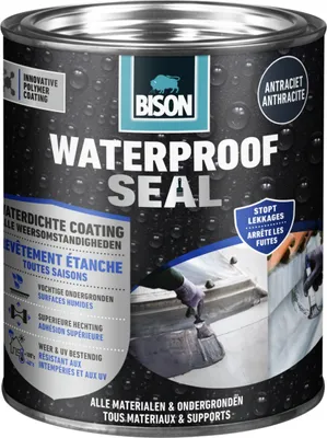 Produktbild von Bison wasserdichte Versiegelung – Anthrazit – stoppt Undichtigkeiten – gebrauchsfertig – auch auf feuchten Oberflächen – 1 kg