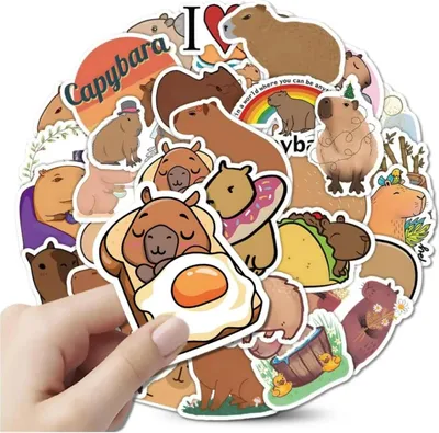 Obrázok produktu pre EDIBAZZAR | DIY samolepky 50 kusov Capybara farebné motivačné pre deti