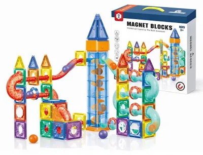 Zdjęcie produktu dla KLOCKI MAGNETYCZNE TOR KULKOWY 126 el. Konstrukcyjny Zestaw KULODROM 3D