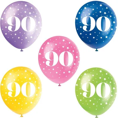 Produktbild von Unique Luftballons 5 Stück zum 90. Geburtstag 30 cm Durchmesser