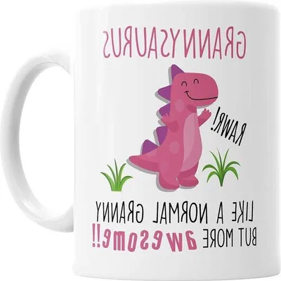 Immagine prodotto di Grande tazza con i dinosauri per il compleanno di papà o per Natale – La tazza perfetta da regalare alla nonna