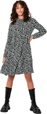 Image de JDY Robe courte à manches longues Tunique à motifs Plis Chemise à volants JDYPIPER Taille : 34