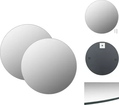 Image de vidaXL Miroir mural 2 pcs. 40 cm rond verre - Miroir