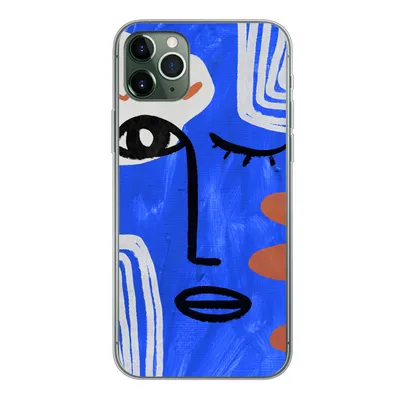 Produktbild von MuchoWow® Handyhülle Schutzhülle Hülle für iPhone 11 Pro Max Gesicht - Blau - Abstrakt Silikon Softcase Handy Hülle - Schutz