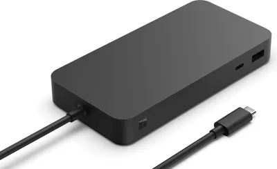 Produktbild von Microsoft Surface Thunderbolt 4 Dock, Kabelgebunden, Thunderbolt 4, 2500 Mbit/s, Schwarz, Kensington, Microsoft