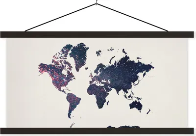 Produktbild von MuchoWow® Textilposter Weltkarte - Sterne - Weltraum 120x60 cm mit schwarzem Rahmen - Dekoration Schlafzimmer
