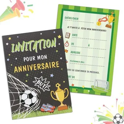 Productafbeelding van Voetbaluitnodigingskaarten – 12 Stuks voor Kinderverjaardagen