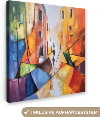 Produktbild von MuchoWow® - Leinwandbilder - Abstrakt - Kunst - Malerei - Farben, Wandbild, Wanddeko Bilder Wohnzimmer, 50x50cm