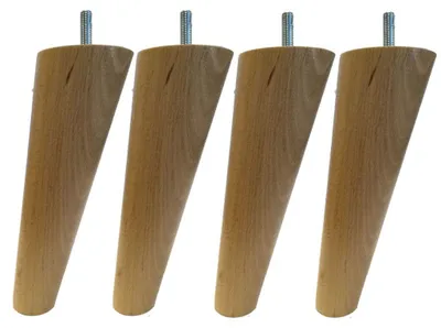 4er-Set Bettfüße aus Holz, natur lackiert, 7x7x20 cm