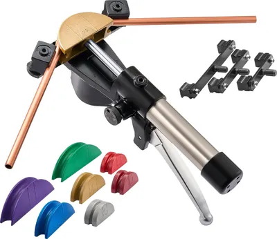 Obrázok produktu pre Hydraulický ohýbač rúrok SucceBuy, 6–22 mm, ohýbač rúrok pre ohyby 90°, vybavený 7 farebnými čeľusťami z hliníkovej zliatiny, vhodný na práce v oblasti vykurovania, vetrania, klimatizácie, chladenia a automobilovej techniky
