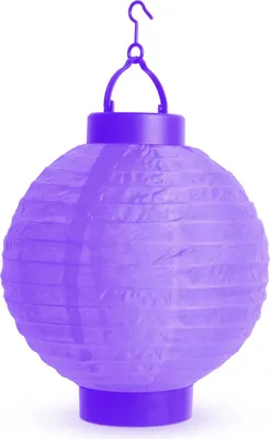 Produktbild von 1x LED-Papierlaterne mit 1 weißer LED - Batteriebetrieben (2x AAA) - Ø 20 cm - Lila - Mit Aufhängehaken - Faltbar - Stimmungsbeleuchtung für Garten, Balkon und Innenräume [11399VL]