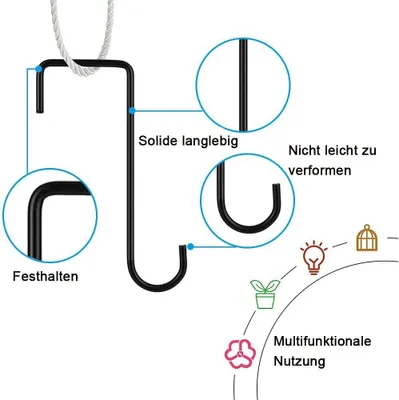 Produktbild von S-Haken 8 Stück Zaunhaken Edelstahl Hängekorb Halterung Garten