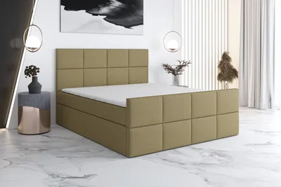 Produktbild von Boxspringbett CAPRIO 120x200 mit 2 Bettkästen, Bonell-Matratze und Topper. Farbe: Hellbraun