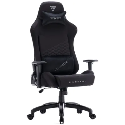 Image de SENSE7 Spellcaster SENSHI XL - Fauteuil gaming en tissu noir - Fauteuil de bureau ergonomique pour personnes de grande taille (160 kg) - Fauteuil de direction avec mousse à froid et accoudoirs 2D