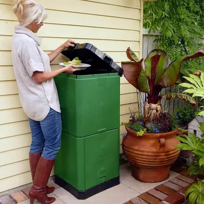 Obrázok produktu pre Kompostér – Kompostovací box do záhrady – Spracovanie organického odpadu – Rýchla kompostácia – 200 litrov – Zelená farba