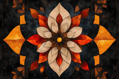 Produktbild von Heizkörper-Magnetmatte, symmetrische florale Grafik, Heizkörperdekoration