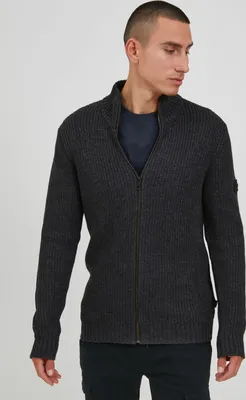 Produktbild von 11 Project PRXander Herren Strickjacke Cardigan Grobstrick mit Stehkragen aus 100% Baumwolle