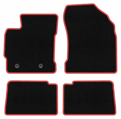 Productafbeelding van Velours automatten voor Toyota Auris I 2006-2012 (hatchback/stationwagen) – 4-delig, zwart/rood, op maat – Wielganizator CARLUX