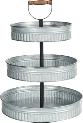 Produktbild von BELIANI Etagere Silber aus Eisen 3-stöckig Rund 54 cm Hoch Vintage Elegant Edles Design Dessertständer Kuchenplatte Tortenständer Serviergeschirr