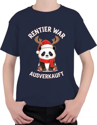 Produktbild von Rentier war t Panda Weihnachten lustig Geschenk Kinder Uni Kinder T-Shirt, Navy, 116