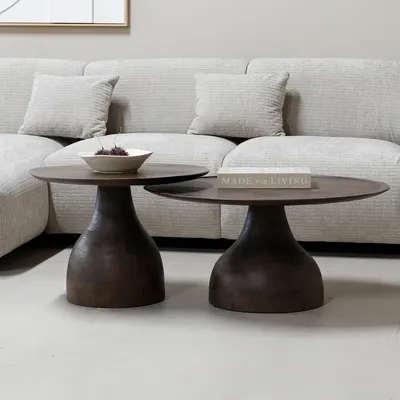 Produktbild von Giga Meubel Couchtisch Joji - Rund - Mangoholz - Dunkelbraun - Ø60cm