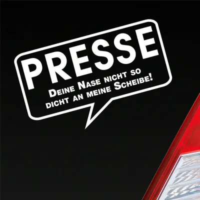 Produktbild von Auto Aufkleber Presse Nase dicht lustig 15x9 cm Weiss Matt Sticker Heckscheibenaufkleber