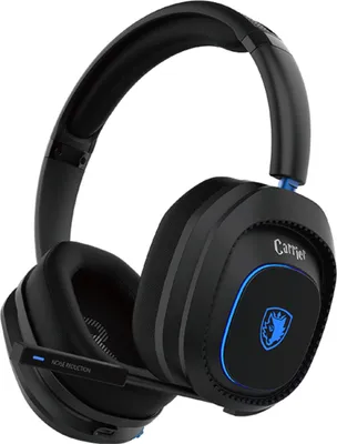 Produktbild von Sades Carrier SA-203 Gaming-Headset (Rauschunterdrückung, kabellos, Stereo, Over Ear, Bluetooth 5.0, 2,4G, 3,5 mm) schwarz/blau