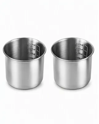 Obrázok produktu pre Odmerný pohár z nehrdzavejúcej ocele, objem 250 ml, sada 2 kusov, stohovateľný, s presnou stupnicou, bez rúčky, vhodný do kuchyne a na cesty