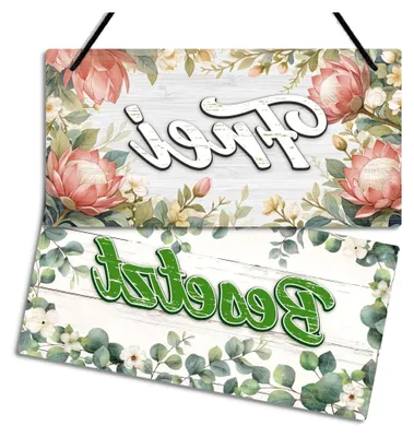 Produktbild von Türschild Frei/Besetzt – Vintage WC-Schild mit Blumenmotiv für Toilette, Bad und Büro