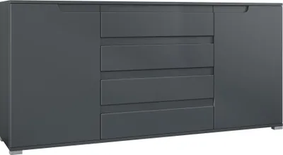 Produktbild von Vladon Sideboard Sylt V2, Kommode mit 2 Türen und 4 Schubladen, Korpus - Anthrazit matt / Front - Anthrazit matt / Absetzung - Anthrazit matt (166,5 x 75,5 x 35 cm)