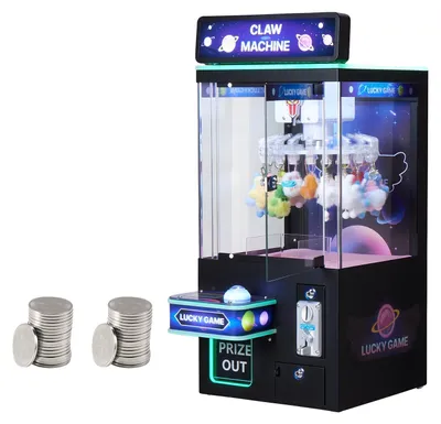 Immagine prodotto di VEVOR Macchina automatica con pinza, macchina da gioco arcade di medie dimensioni con luci e suoni, livello di difficoltà regolabile, distributore di premi con pinza per caramelle di precisione, per home cinema commerciale, nero-viola