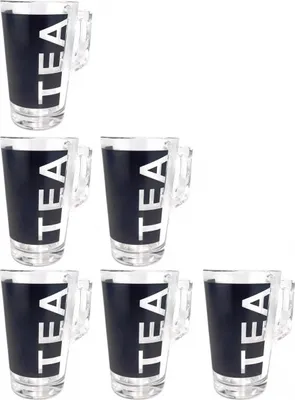 Produktbild von 6 Teebecher aus Glas  250ml mit Dekor TEA