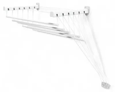 Image de Séchoir à linge mural et suspendu au plafond en acier avec barres suspendues - 140 x 46 x H 70 cm - 8,4 m de longueur de séchage