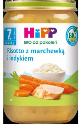 Image de HiPP Risotto Carottes et dinde pour bébés à partir de 6 mois 220 g