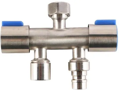 Productafbeelding van Multifunctionele kraan van roestvrij staal - Bediening met twee handgrepen - Aansluiting voor waterleiding - Duurzame constructie - Watermeter