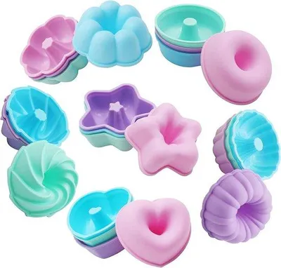 Obrázek produktu pro Silikonové formy na pečení, 24 kusů, forma na roládu, forma na dort, malá, opakovaně použitelná, 6 forem, růžová