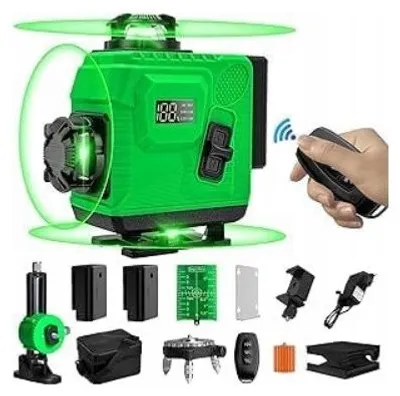 Zdjęcie produktu dla Poziomica laserowa 4D 16 linii zielony laser pilot zestaw akcesoria
