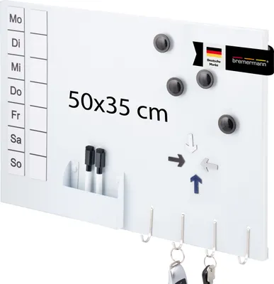 Produktbild von bremermann Magnettafel aus Metall, beschreibbar, viel Zubehör, weiß lackiert