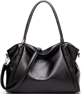 Immagine prodotto di Borsa hobo da donna in pelle nera 1kg 37x14x26cm