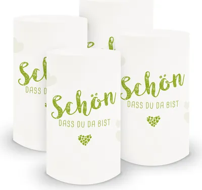 Produktbild von itenga 6x Windlicht klein Schön dass du da bist, frühlingsgrün / weiß, 10,0 cm