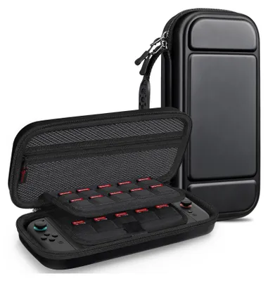 Produktbild von FINTIE Tasche für Nintendo Switch 2(2025 Modell) - Tragetasche Aufbewahrungstasche Hülle Case mit 20 Spielkartenhaltern und Haltegurt für Nintendo Switch Konsole und Zubehör, Schwarz