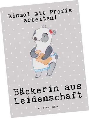 Produktbild von Mr. & Mrs. Panda Postkarte Bäckerin Leidenschaft - Grau Pastell - Geschenk, Ansichtskarten, Spruch, Beruf, Bäckerei, Ansichtskarte, Postkarten, Backstube, bildkarte