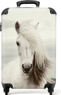 Obrázek produktu pro NoBoringSuitcases.com® Kufr Příruční zavazadlo Trolley Rolling suitcase Malý cestovní kufr na 4 kolečkách - Horses - White - Nature - Kids - Cabin Size < 55x40x23 cm & 55x40x20 cm - Foto kufr - Cabin suitcase - Board luggagePříruční zavazadlo Kufr 55x35x20 cm, 36L,