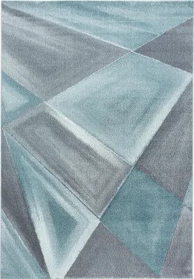 Produktbild von Kurzflor Teppich Wohnzimmer Blau 240x340 Rechteck Geometrisches Design