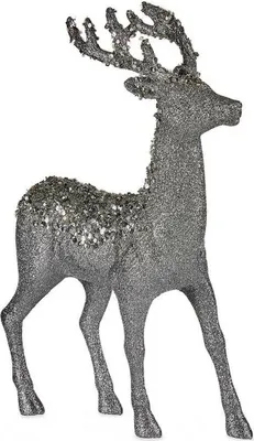Obrázek produktu pro Sobí dekorace střední 15 x 45 x 30 cm stříbrná bíláplastová