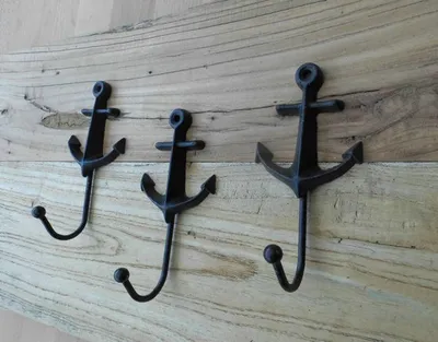 Produktbild von Haken-Set Wandhaken 3er Set Anker Eisen+ Gusseisen schwarz