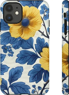 Produktbild von Blau-gelbes Blumenmuster – Hülle Kompatibel mit iPhone 11