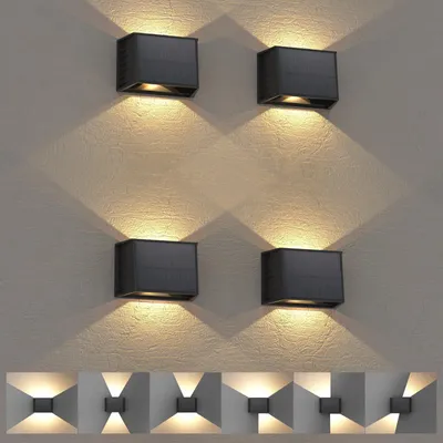 Productafbeelding van Wandlamp Op Zonne-Energie 4 Stuks, Zonnelamp voor Buiten 3000K Warm Licht