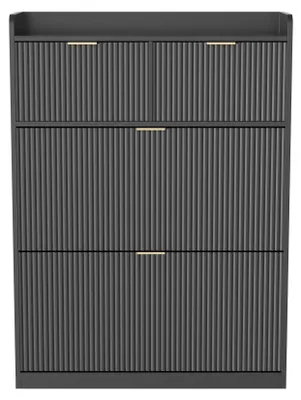 Produktbild von Schuhschrank - Schuhregal - 2 Schubladen - 2 Klapptüren - Freistehender Flur Organizer - Schwarz